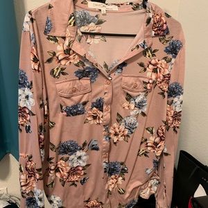 NWOT pink button down blouse
